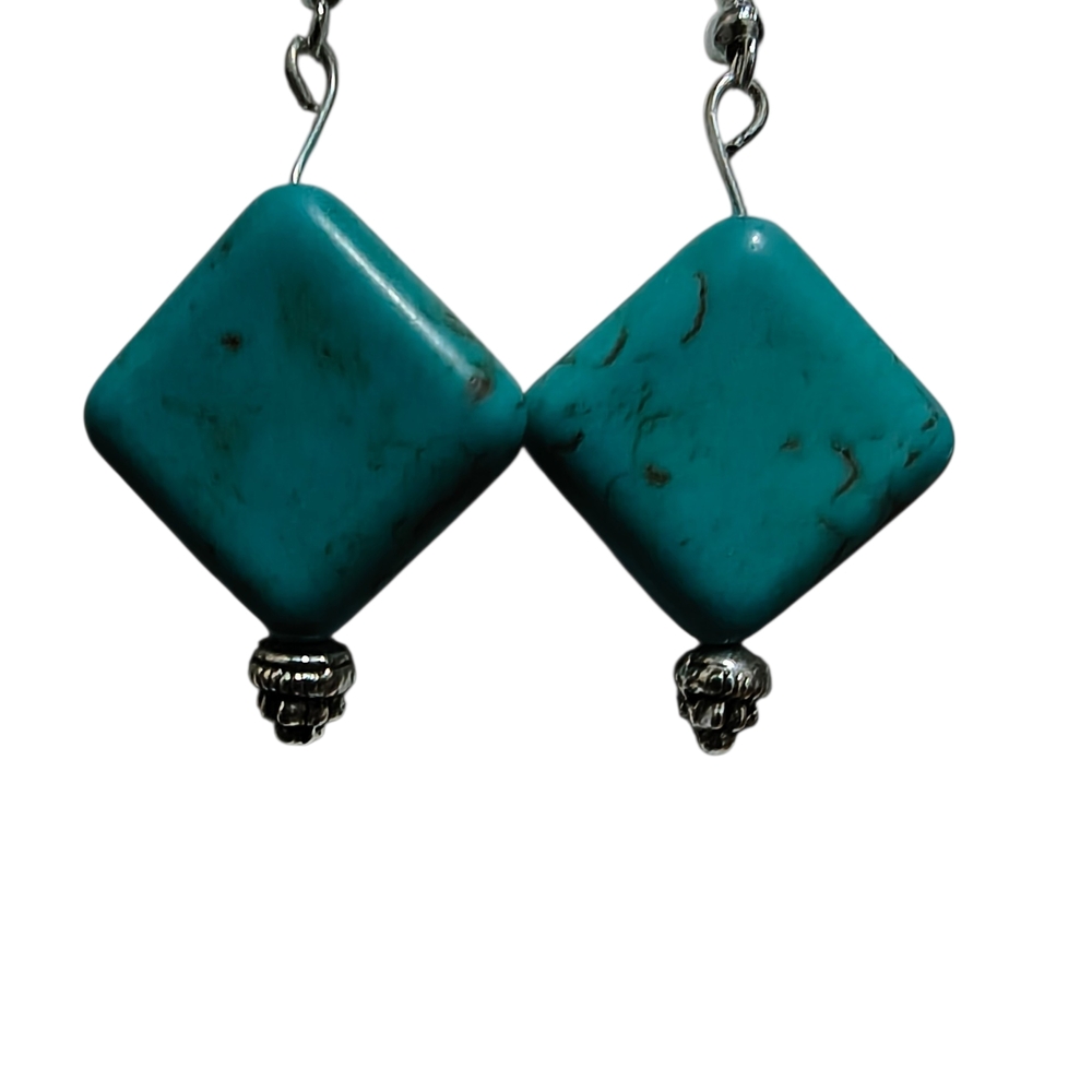 Hand Crafted Turquoise Bead Drop Earrings